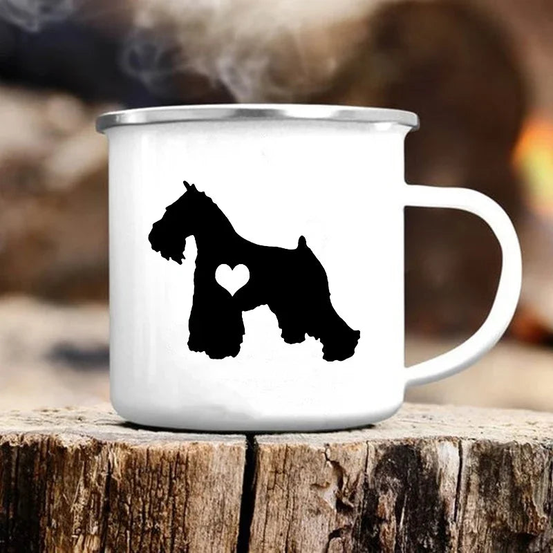 Cute Dog Printed Mugs Creative Coffee Tea Water Cup Drinks Dessert Breakfast Milk Cup Camping Hiking Mugs Handle Drinkware Gifts