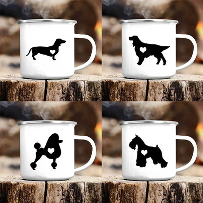 Cute Dog Printed Mugs Creative Coffee Tea Water Cup Drinks Dessert Breakfast Milk Cup Camping Hiking Mugs Handle Drinkware Gifts