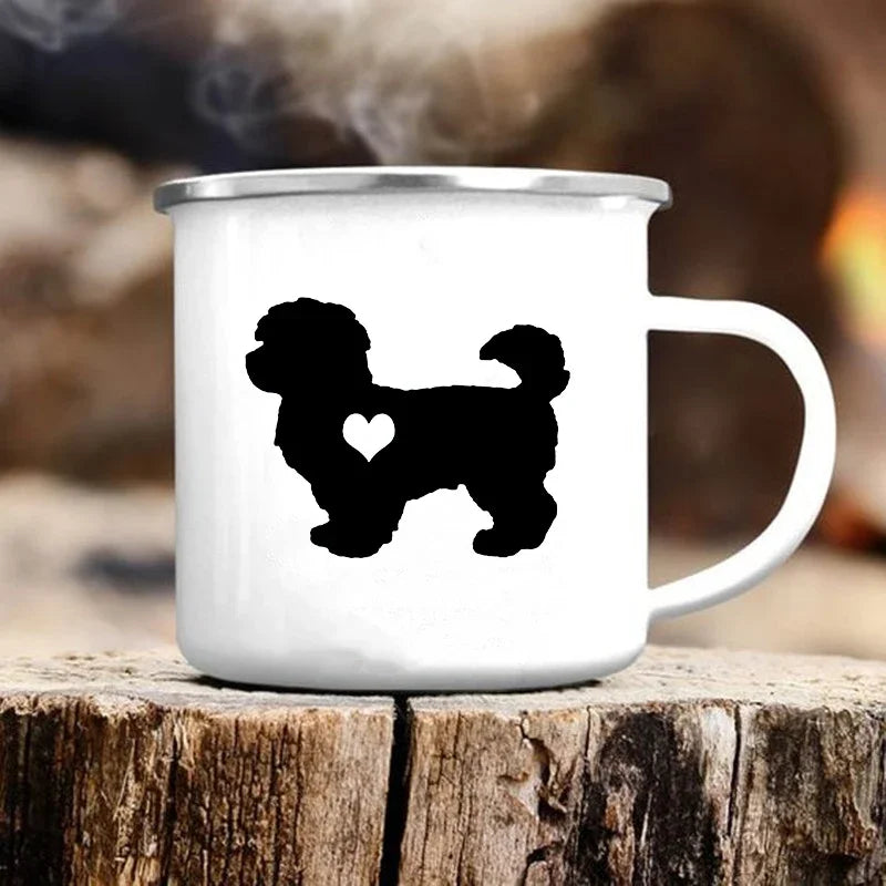 Cute Dog Printed Mugs Creative Coffee Tea Water Cup Drinks Dessert Breakfast Milk Cup Camping Hiking Mugs Handle Drinkware Gifts