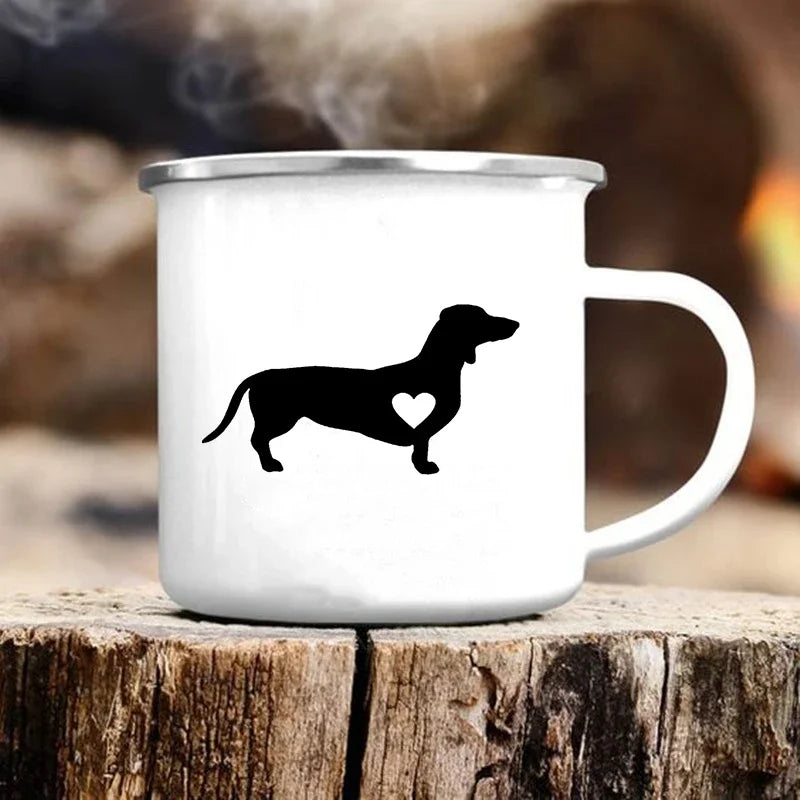 Cute Dog Printed Mugs Creative Coffee Tea Water Cup Drinks Dessert Breakfast Milk Cup Camping Hiking Mugs Handle Drinkware Gifts