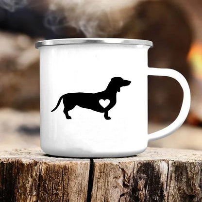 Cute Dog Printed Mugs Creative Coffee Tea Water Cup Drinks Dessert Breakfast Milk Cup Camping Hiking Mugs Handle Drinkware Gifts