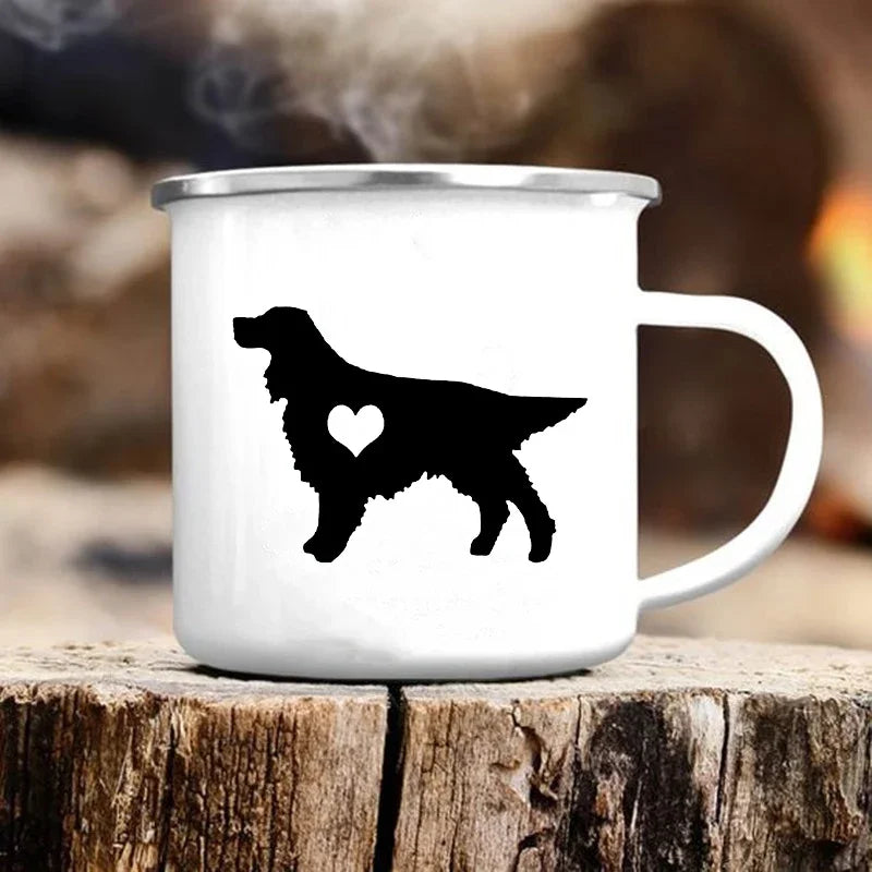 Cute Dog Printed Mugs Creative Coffee Tea Water Cup Drinks Dessert Breakfast Milk Cup Camping Hiking Mugs Handle Drinkware Gifts